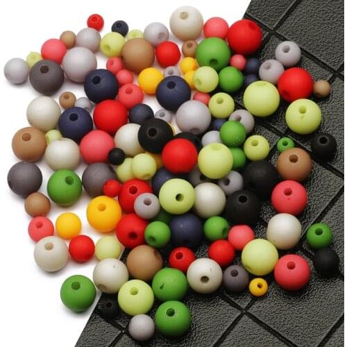 4/6/8mm Dack Colors Acrylic Beads Frosten Round Beads Loose Spacer Beads For Jewelry Making DIY Handmade Necklace Bracelet