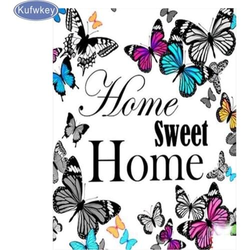Diamond Embroidery Rhinestone"home sweet home butterfly "Cross Stitch diamond Painting full round/square mosaic diamonds sticker