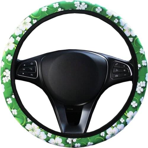 Flowers Girl Women Car Steering Wheel Cover For 37-38 CM 14.5"-15" Anti-slip No Inner Ring M Size Braid On Steering-wheel