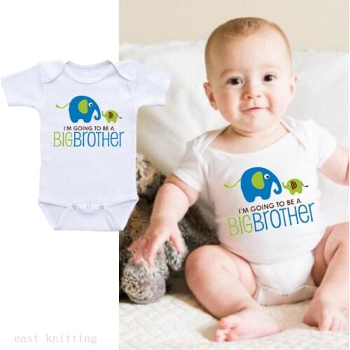 DERMSPE 2019 New Casual Newborn Baby Boy Girl Short Sleeve Letter Print I'm Going To Be A BIG Brother Cotton Romper Baby Clothes