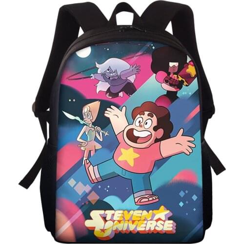 HALYUNASC 15-Inch Childrens Backpack Steven Universe Prints Pattern Kids School Bags Cartoon Anime Design Students Book Bags