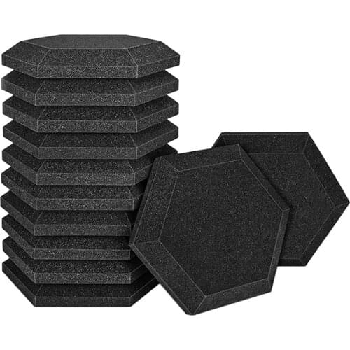 12 Pcs Acoustic Foam Board,Hexagonal Studio Slope Heel Board, for Sound Insulation Noise Treatment Soundproof Panel