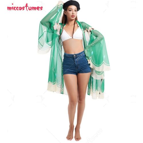 Giyuu Tomioka Two-Piece Swimsuit Anime Swimwear Cosplay Costume with Haori Kimono Cover-Up