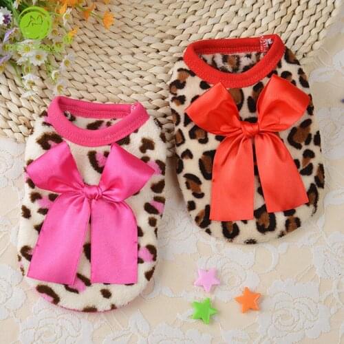 Plus Size Quality Warm Pet Clothing For Small Dogs Coral Soft Vest Puppy Leopard Coat Chihuahua Costume Pet Dog Accessories