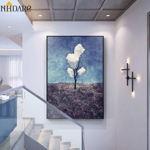 Nordic Style Canvas Painting Tree Consisting Of White Clouds Art Wall Pictures for Living Room Home Decor Posters and Prints HD