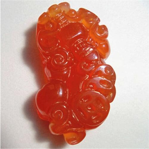 Red Agates Carved Pixiu Amulet for Man Woman Good Fortune Amulet Lucky Pendant TBP099