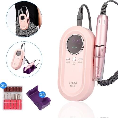 Portable Nail Drill Machine 30000RPM Nail Art Professional Gel Nail Drill Bits Manicure Pedicure Drill File Polishing Device