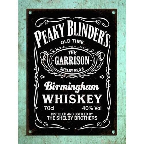 Vintage Style Metal Plates Peaky Blinders Whiskey Tin Wall Shed Bar Signs 8x12 Inch