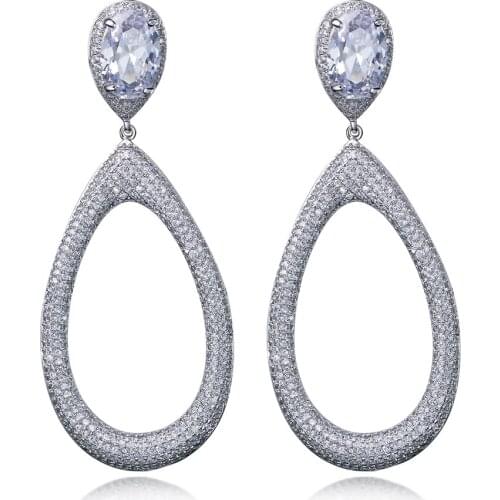 New Trendy Women earrings Setting wiht AAA Cubic Zirconia Allergy Free Big Drop earrings Free Shipping