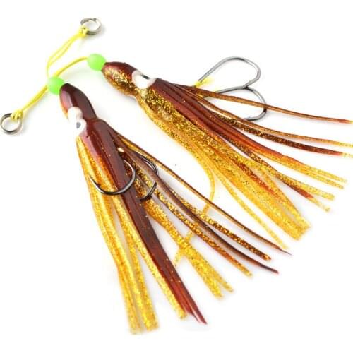 3pcs 10cm 13cm Trolling Fishing Lure Assist Hook Bionic Soft Bait Squid Skirt Fishing Soft Lure Octopus Jig Hook Fishing Tackle
