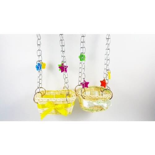 Hand Knit Weaving Chain Bird Toy Swing Parrot Sleeping Basket Pet Products Bird Supplies Acrylic Nibbling Bird Toys