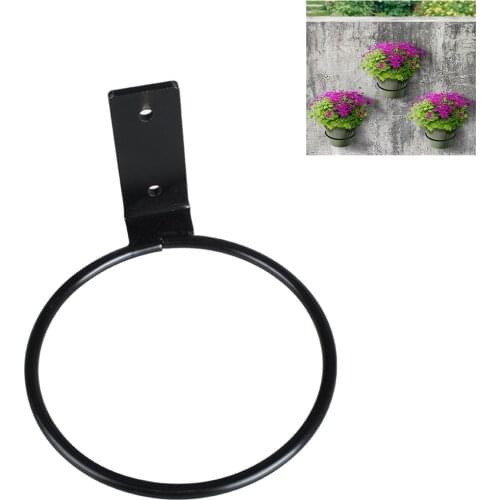 Garden Plant Flower Basket Folding Pot Ring Holder Metal Planter Hooks Black Hanger Wall Bracket Flower Pot Holder