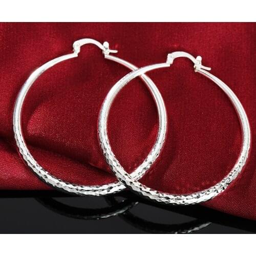 Charmhouse Hoop Earrings for Women Sterling Silver Big Circle Ear Cuff Brincos Femme Pendientes Wedding Bridal Jewelry Gifts
