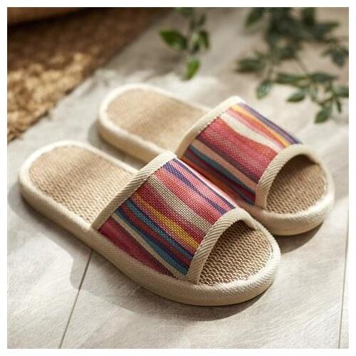 Lisapie linen slippers summer 2021 home Soft bottom sandals mens womens unisex spring and autumn couples flax Non-slip Slides