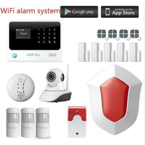 G90B plus gsm wifi alarm system gsm wifi gprs intruder home alarm APP control wireless outdoor siren smoke detector sensor