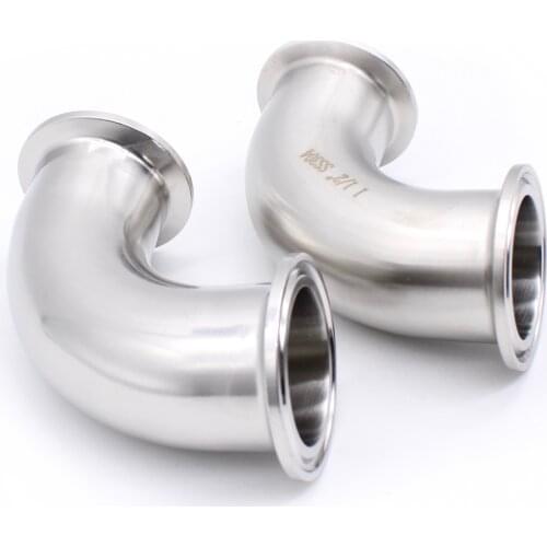 SS304 SS316L food grade stainless steel quick connection elbow 90 degrees quick installation elbow is suitable for pipe clamp co