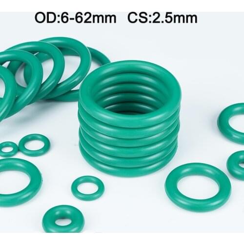 20/50/100pieces CS 2.5mm OD6-62mm Green FKM Fluorine Rubber O Ring O-Ring Oil Sealing Gasket