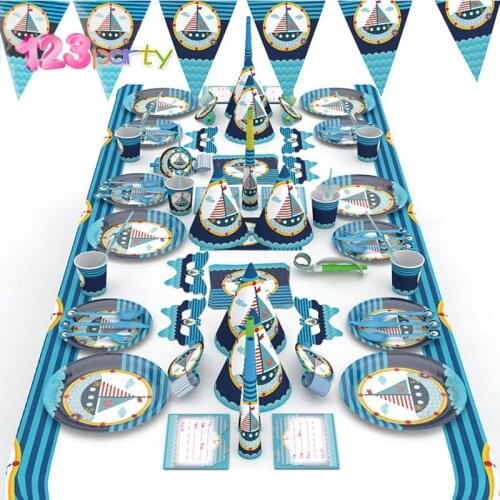 Ocean Themed Party Tableware Childrens Birthday Party Paper Cups Paper Plate Napkins Hat Disposable Tableware Party Supplies