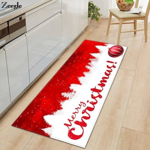 Zeegle Merry Christmas Carpet Soft Kitchen Carpet Non Slip Bedside Carpet Mat Kids Room Rug Hallway Floor Rug Sofa Yoga Area Rug