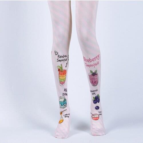 Funning Womens Creative patterned tights silk stockings drinking printed pantyhose spring and autumn high quality