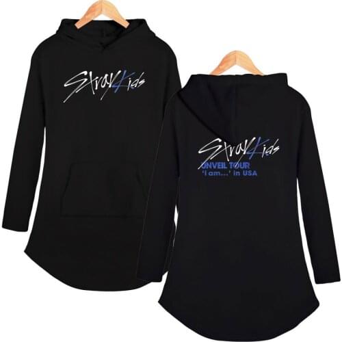 Stray Kids Kpop Hooded Dress for Women Fashion Long Sleeve Dresses 2019 New Arrival Hot Sale Casual Trendy Streetwear Clothes