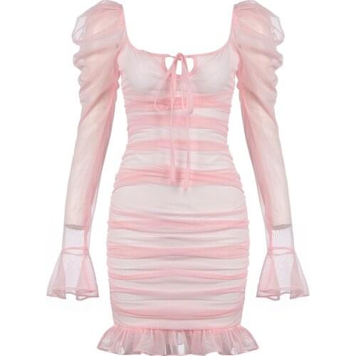 Women Sexy Summer Autumn Dress Long Sleeve Bodycon Bandage Party Dresses Ladies Clothing Elegant Clothes