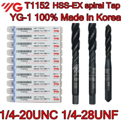 1/4-20UNC 1/4-28UNF T1152 100% Made in Korea HSS-EX spiral Tap Processing: alloy steel, etc Free shipping