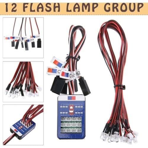 1set RC Car 12 LED Light Kit Brake + Headlight + Signal 2.4GHz White Yellow Red Blue For HSP 1/10 RC Car Truck DIY Accessories