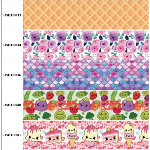10yard Flower Vegetables Cartoon Printed Grosgrain Ribbon Accessory Hairbow Headwear Decoration DIY Wholesale OEM 38MM 75MM
