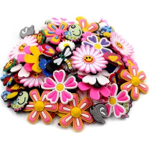 100 Pcs Ladybug Flying Fish Flowers Charms Shoe accessories Shoe Charms Shoe Decorations for Clog Bracelet Wristband Gift