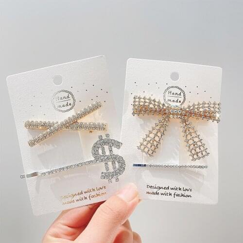 2Pcs/set Shining Crystal Scissors Hair Clips Elegant Rhinestones Comb Shape Hairpins Barrettes For Women Girls Hair Accessories