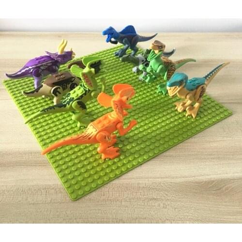 8 Dinosaurs Blocks 32*32 Dots Base Plate Kids Educational Toys Juguetes Gift Jurassic Park World Dinosaur Dino for Boys Children