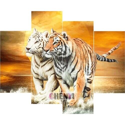 CHENYI Diy Diamond Embroidery Sale Animal Crossing Diamond Painting Tiger Full Square Rhinestone Mosaic Multi-picture Wall Decor