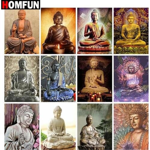 HOMFUN Full Diamond Embroidery "Religious buddha" Diamond Painting Cross Stitch Patterns Rhinestone Unfinished Home Decor
