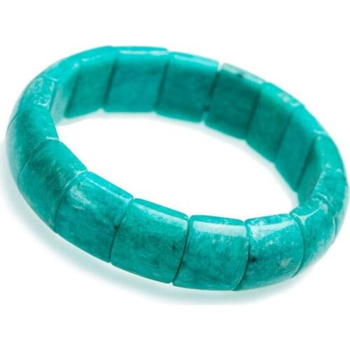 Free Shipping Genuine Green Natural Amazonite Gems Stone Rectangle Beads Jewelry Stretch Charm Bracelet 17*8mm