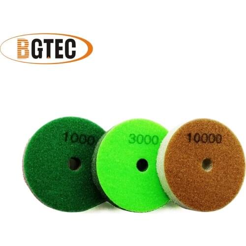 BGTEC 3pcs/Set 100mm Diamond Sponge Polishing Pads Dia 4 inch Sanding Disc For Softer Stones Marble Sandstone