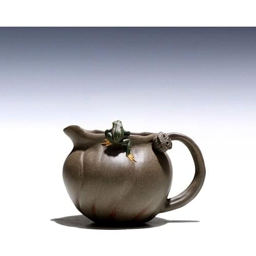 Chang tao 】 yixing undressed ore purple sand cup tea cup all hand green frog lotus justice cup 230 cc