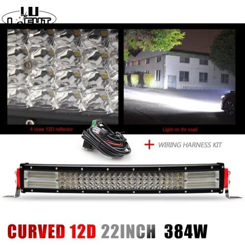 CO LIGHT 12D 22 Inch Offroad Led Bar Curved 384W Led Light Bar 4-Rows Combo for Niva 4X4 Lada Mining Farm Uaz ATV 12V 24V