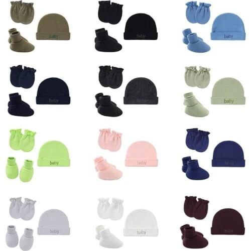 Baby Infants Anti Scratching Cotton Gloves+Hat+Foot Cover Set Newborn Mittens Socks Warm Cap Kit