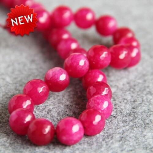 For Necklace&Bracelet 12mm Natural Rose Red Chalcedony Beads Round Faceted DIY Beads Stone Jewelry Loose Accessory Parts 15inch