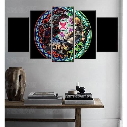Home Decor Hd Prints Poster 5 Piece Kingdom Hearts Cuadro Pictures Wall Artwork Modular Canvas Painting For Living Room Framed