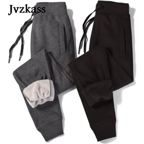 Jvzkass plus velvet thickening sports pants female 2018 winter new casual trousers thick section cotton pants large size Z285