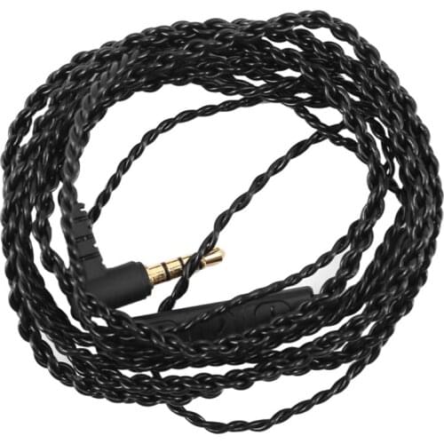 Earphone Audio Cable Repair Replacement 3.5mm TRS Jack DIY Elbow Headphone 4 Copper Core Wire with Mic Volume Control