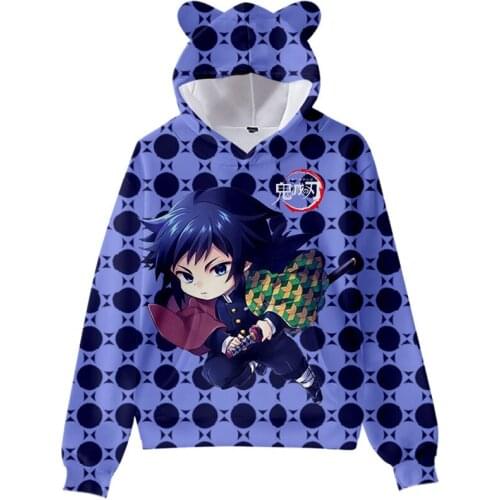 Kimetsu no Yaiba Comic Cat ears Hoodies Boys/Girls Cute Hoodie Sweatshirts Pullover 3D Print Autumn Demon Slayer Hooded