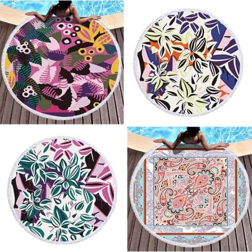 Color printing flowers Round beach towel Fringed beach towel Sea beach towel luxury beach towel Microfiber towel beach towel spa
