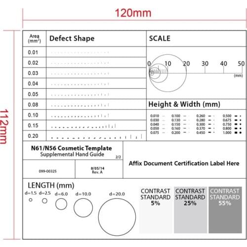 Dot ruler Point line ruler Stain card Film ruler caliper Defect inspection area ruler R corner fillet