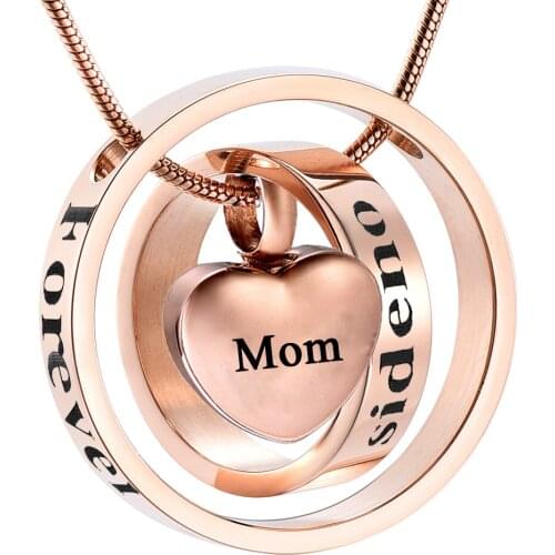 Memorial Jewelry Forever In My Heart,No Longer By My Side Cremation Urn Necklace Screw Opens and Lock Ashes Pendant Jewelry