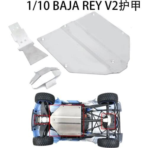 Metal Stainless Steel Guard Chassis Armor Protection Plate for 1/10 LOSI Ford Raptor Baja Rey V2 LOS03020T1