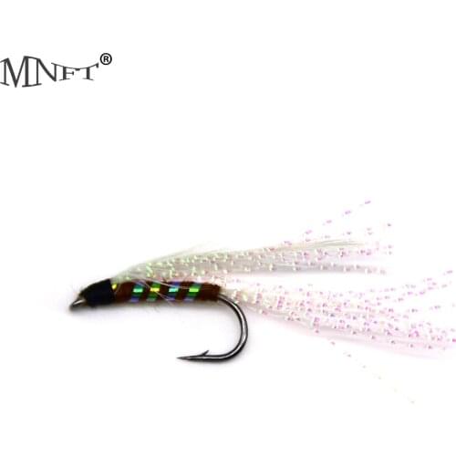 MNFT 10PCS/Pack Brown body, white feather decoy Trout fly fishingband Barb hook #6