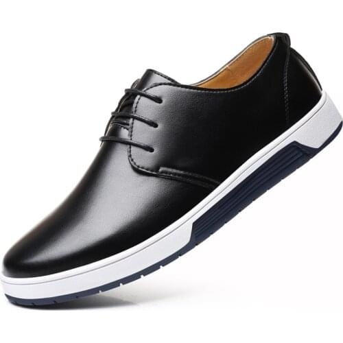 Mens Shoes 2021 New Autumn Trendy Shoes Mens Casual Leather Shoes Wild Fashion Trendy Shoes Leather Soft Sole Shoes Men